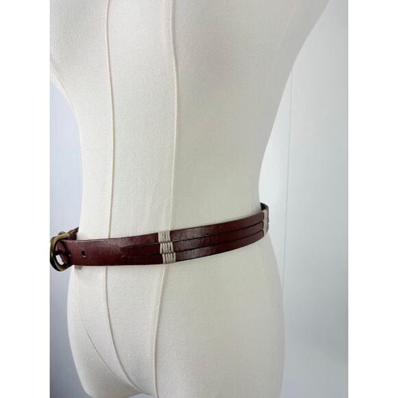 Madewell Brown Boho Leather Belt Multistrap Western Twine Wrapped Size XS